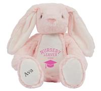 Personalised Nursery Leaving Gift Bunny with Name - Pink Nursery Leaver 2025 Soft Toy for Boy Girl Graduation Preschool Starting School - Pin Bunny