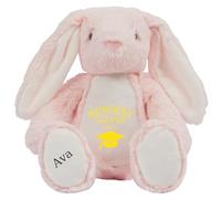 Personalised Nursery Leaving Gift Bunny with Name - Yellow Nursery Leaver 2025 Soft Toy for Boy Girl Graduation Preschool Starting School - Pin Bunny