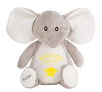 Personalised Nursery Leaving Gift Bunny with Name - Yellow Nursery Leaver 2025 Soft Toy for Boy Girl Graduation Preschool Starting School - Grey Elephant
