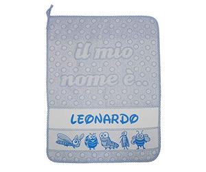 Personalised Nursery with Name Towel 40 x 55 cm with Custom Band Cotton 100% Made in Italy (Light Blue)