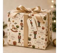 Personalised Nutcracker Christmas Gift Wrap - Custom Name Christmas Wrapping Paper with Nutcracker Soldiers, Rocking Horse & Festive Gifts 1 to 5 Meters (2 Meters)