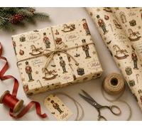 Personalised Nutcracker Christmas Gift Wrap - Custom Name Christmas Wrapping Paper with Nutcracker Soldiers, Rocking Horse & Festive Gifts 1 to 5 Meters (1 Meter)