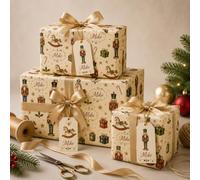 Personalised Nutcracker Christmas Gift Wrap - Custom Name Christmas Wrapping Paper with Nutcracker Soldiers, Rocking Horse & Festive Gifts 1 to 5 Meters (3 Meters)