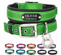 Personalised Nylon Dog Collar with Deep Engraved Name Plate - Reflective Collar UK Dispatched with Custom ID Tag Padded Anti-Chafe Design Name & Phone Number Durable Pet Collar for All Breeds