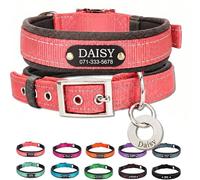 Personalised Nylon Dog Collar with Deep Engraved Name Plate - Reflective Collar UK Dispatched with Custom ID Tag Padded Anti-Chafe Design Name & Phone Number Durable Pet Collar for All Breeds