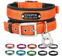 Personalised Nylon Dog Collar with Deep Engraved Name Plate - Reflective Collar UK Dispatched with Custom ID Tag Padded Anti-Chafe Design Name & Phone Number Durable Pet Collar for All Breeds