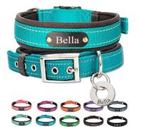 Personalised Nylon Dog Collar with Deep Engraved Name Plate - Reflective Collar UK Dispatched with Custom ID Tag Padded Anti-Chafe Design Name & Phone Number Durable Pet Collar for All Breeds