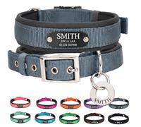 Personalised Nylon Dog Collar with Deep Engraved Name Plate - Reflective Collar UK Dispatched with Custom ID Tag Padded Anti-Chafe Design Name & Phone Number Durable Pet Collar for All Breeds