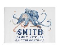 Personalised Octopus Chopping Board Seaside Glass Worktop Saver Cutting Kitchen Surface Protector Beach House - 30 x 40cm Holiday Home Birthday Gift Homewarming Decor KCH80