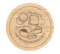Personalised Off My Tits On Picky Bits Cheese Board Wooden Chopping Round 25cm Christmas