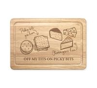 Personalised Off My Tits On Picky Bits Rectangular Wooden Serving Chopping Cheese Board Wine Charcuterie