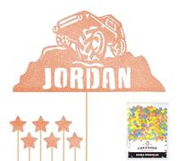 Personalised Off-Road Land Rover Jeep Glitter Topper - Rose Gold Custom Name 4x4 Glitter Cake Decoration and Sprinkles - Happy Birthday Decorations - Personalised Toppers for Cakes by Cakeshop