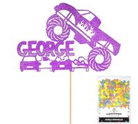 Personalised Off-Road Monster Truck 4x4 Glitter Topper- Purple Custom Name Hot Wheels Glitter Cake Decoration and Sprinkles - Happy Birthday Decorations - Personalised Toppers for Cakes by Cakeshop
