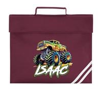 Personalised Off Road Monster Truck Book Bag for Boys Giant Trucker Return to School Nursery Kids Bag, One Size, Burgundy