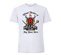 Personalised Official Member of Hellfire Club Custom Name Birthday, for Men, Boy White Colour Men Short Sleeve Cotton T-Shirt. (L)