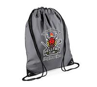 Personalised Official Member Of Hellfire Club Custom Name Birthday, For Men Women Girl Boy Drawstring Bag, PE Gym Kit Swimming, Sport Rucksack. (Graphite Grey)