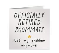 Personalised Officially Retired Roommate Not My Problem Anymore Card - Humorous Retirement Square Greeting Card - for Men or Women