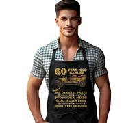 Personalised Old Banger Birthday Apron - Custom Any Age or Year Vintage Car Funny Gift Black UK Printed Novelty BBQ Cooking Apron for Dad Grandad Husband Mechanic Classic Motor Kitchen Chef