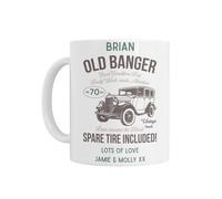 Personalised Old Banger Birthday Ceramic Mug, Vintage Truck Design Gift for Men 40th 50th 60th 70th 80th