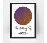 Personalised On Our Wedding Day Star map chart astronomical Poster Print Framed/unframed