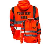 Personalised Orange Hi Vis Hoodie Pullover, Conforms to EN20471 Class 3 & GO/RT 3279, High Visibility, By Brook Hi Vis, XXLarge