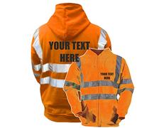 Personalised Orange Hi Vis Hoodie With Full Length Zip, Conforms to EN20471 Class 3 & GO/RT 3279, High Visibility, By Brook Hi Vis, Medium