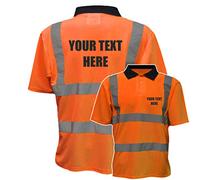 Personalised Orange Hi Vis Polo Shirt Reflective Safety Vest Waistcoat, Conforms to EN20471 Class 2 & GO/RT 3279, High Visibility, by Brook Hi Vis, Medium