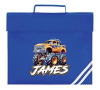 Personalised Orange Monster Truck Book Bag for Boys Giant Trucker Return to School Nursery Kids Bag, One Size, Royal