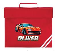 Personalised Orange Sports Car Book Bag for Boys Fast Speed Cars Return to School Nursery Kids Bag, One Size, Red