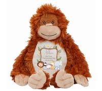 Personalised Orangutan with Name - Jungle Animal Soft Toy for Baby, Toddler, Child, Kids, Babies Safari Animal Message Birthday Christening Christmas Birth Memory Keepsake