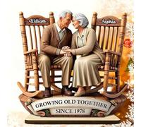 Personalised Ornament Custom Text,Personalized Old Couple Car Hanging Ornament,Old Couple Car Hanging Ornament for Rearview Mirror,Anniversary Keepsake (F)