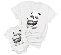 Personalised Our 1st Mothers Day Matching Panda Babygrow and T Shirt Set Mummy and Baby Boy or Girl Mum Pandas First Mothering Sunday Gifts, 6-12 Months, White