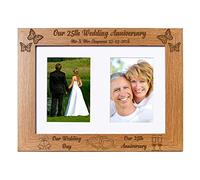 Personalised Our 25th Anniversary Double Wooden Photo Frame Gift