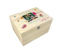Personalised "Our Adventures Together" Pine Photo Memory Box - Custom Photo & Text | For Mum/Grandma, From The Kids/Grandkids | Mother's Day, Father's Day | W26 x D18.9 x H15.5cm