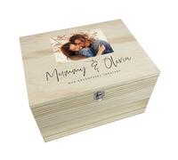 Personalised Our Adventures Together Pine Photo Memory Box | Father's Day Present | Custom Wooden Keepsake Box | Upload Your Own Photo | Metal Hinges & Clasp | W20cm x D15cm x H11cm