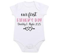 Personalised Our First Fathers Day Baby Girl Boy Vest Bodysuit