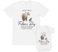 Personalised Our First Father's Day Bears - Baby/Kids T-Shirt & Men's T-Shirt - (Sold Separately) White