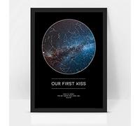 Personalised Our first kiss custom Star map chart astronomical poster print, framed/unframed
