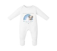 Personalised Our First Mother’s Day BabyGrow, Vest or Bib - Cute Elephant & Rainbow Design - Custom Baby Clothing Gift for Mum - Mother’s Day 2026 - New Mum Gift (Babygrow: White, 6-9 Months)