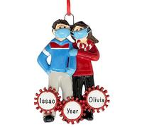 Personalised Our First Pandemic Christmas Ornament 2023 - Polyresin We Survived 2022 Couple with Face Mask Ornaments for Christmas Tree - Covid Virus Quarantine Customized Ornaments for Couples