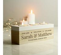 Personalised Our Life, Story, Home Triple Tea Light Holder, Tealight Holder, Gift for Couples, Valentine's Day, Anniversary, Wedding