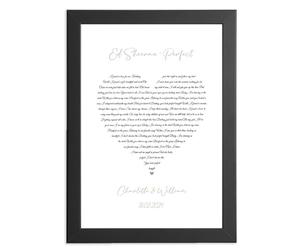 Personalised Our Song Lyrics Heart Wall Art A4, A5, A3 PRINT with Option To Frame ANY SONG Valentine's Day Engagement Wedding Anniversary First Dance Gift For Him For Her For Couple Choose your colour