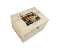 Personalised Our Special Treasures Pine Photo Memory Box | Father's Day Present | Custom Wooden Keepsake Box | Upload Your Own Photo | Metal Hinges & Clasp | W36cm x D27cm x H20cm