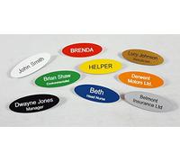 Personalised Oval Acrylic Name Badge with Pin - Choice of 12 Colours and Text - Work, Schools, Pubs, Shops.