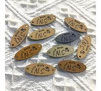 Personalised Oval Handmade Labels, Custom Name Labels for Clothes, Leather Tags for Handmade Items and Knits Projects, 1.77 * 0.75 inch(25pcs)