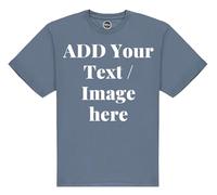 Personalised Oversized Unisex Tshirt ADD Logo Image Text Drop Shoulder Custom Made Top - Craft Your Memory for Men Women's by HangerCraft (UK, Alpha, S, Regular, Regular, Storm Blue)