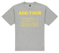 Personalised Oversized Unisex Tshirt ADD Logo Image Text Drop Shoulder Custom Made Top - Craft Your Memory for Men Women's By HangerCraft (UK, Alpha, M, Regular, Regular, Heather Grey)