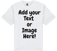 Personalised Oversized Unisex Tshirt ADD Logo Image Text Drop Shoulder Custom Made Top - Craft Your Memory for Men Women's by HangerCraft (UK, Alpha, XXL, Regular, Regular, White)