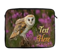 Personalised Owl Tablet Sleeve Laptop Case Adult iPad Zip Pouch Protective Carry Travel Bag Cute Barn Owls Birthday Gift KSU01 (Medium 10” - 13.5”)