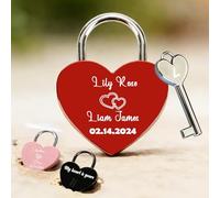 Personalised Padlock Engraved Lock with Photo Text Personalised Padlock for Bridge Custom Heart Padlock for Her Him Gifts for Valentine Day Anniversary Wedding Trip Travel Christmas (Love Lock - 2)